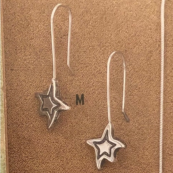Rare Vintage Sterling Silver Falling Star Earrings On French Wire W1594